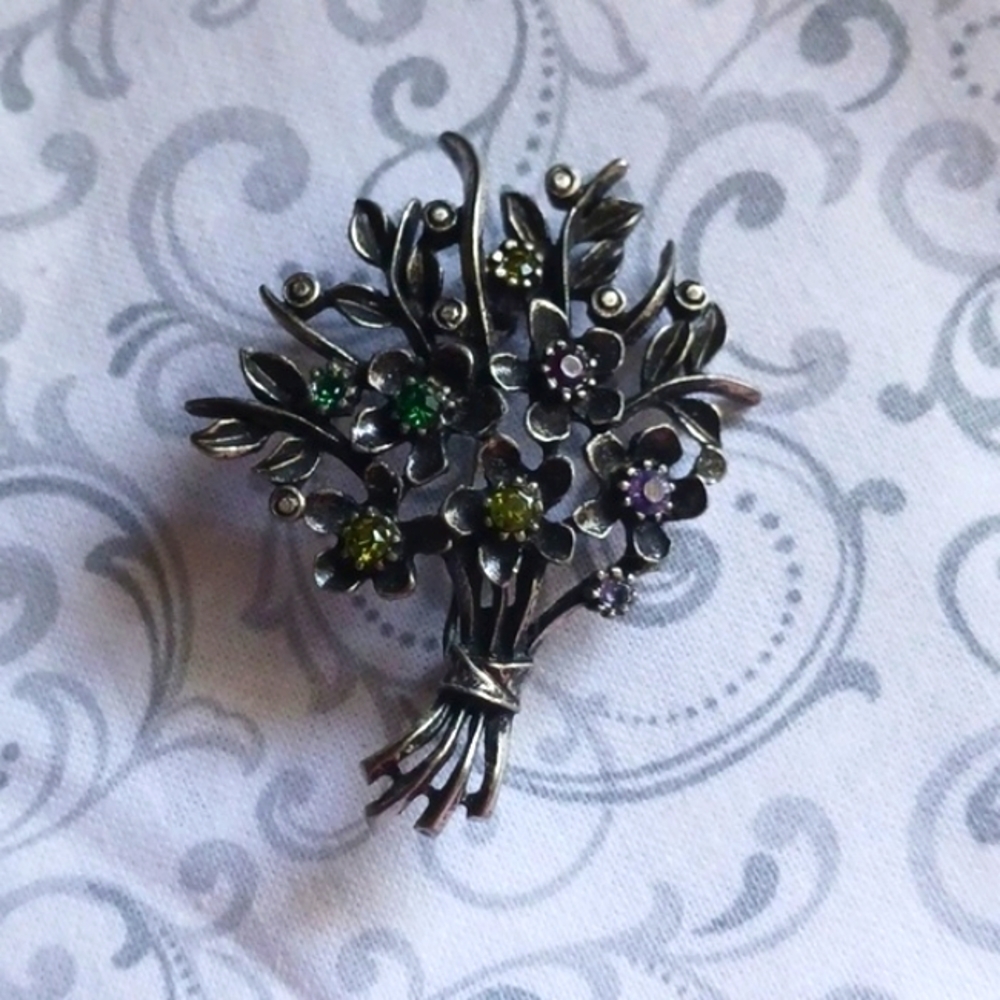 Crystal Flower Bouquet Brooch